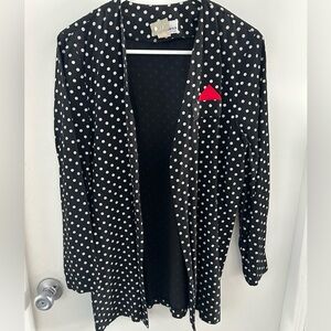 Vintage Black Polka Dot Blazer + Red Pocket Square